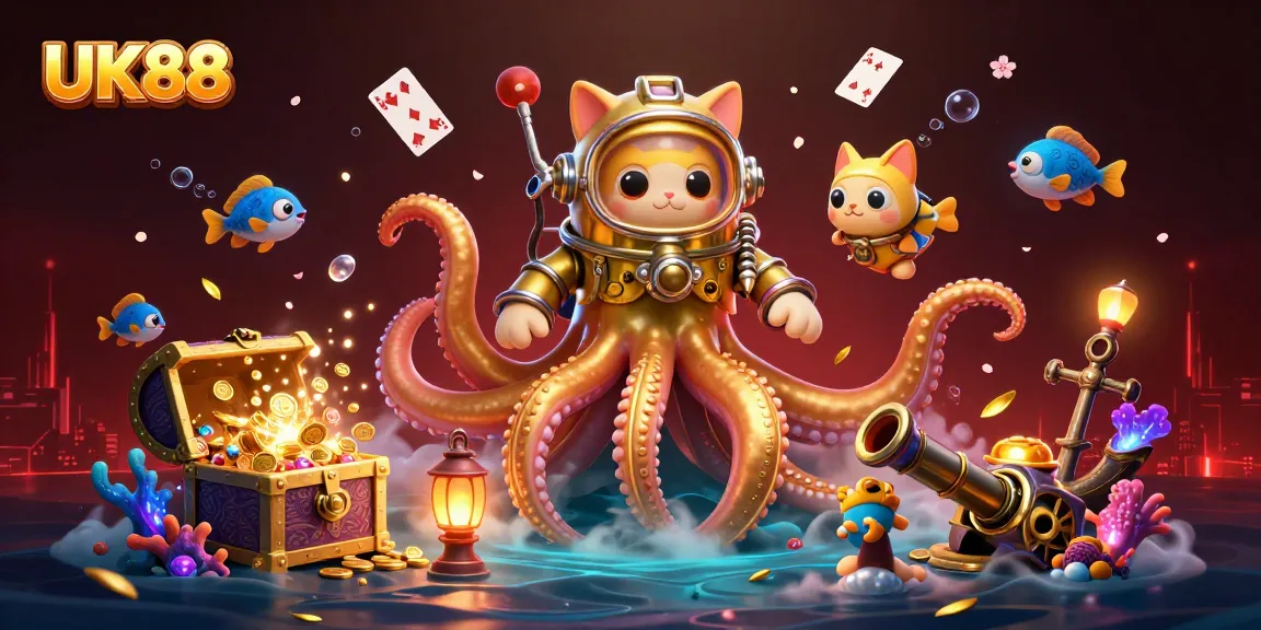 Join the adventure with UK88 featuring a colossal kraken and treasure-filled ocean for casino fun!