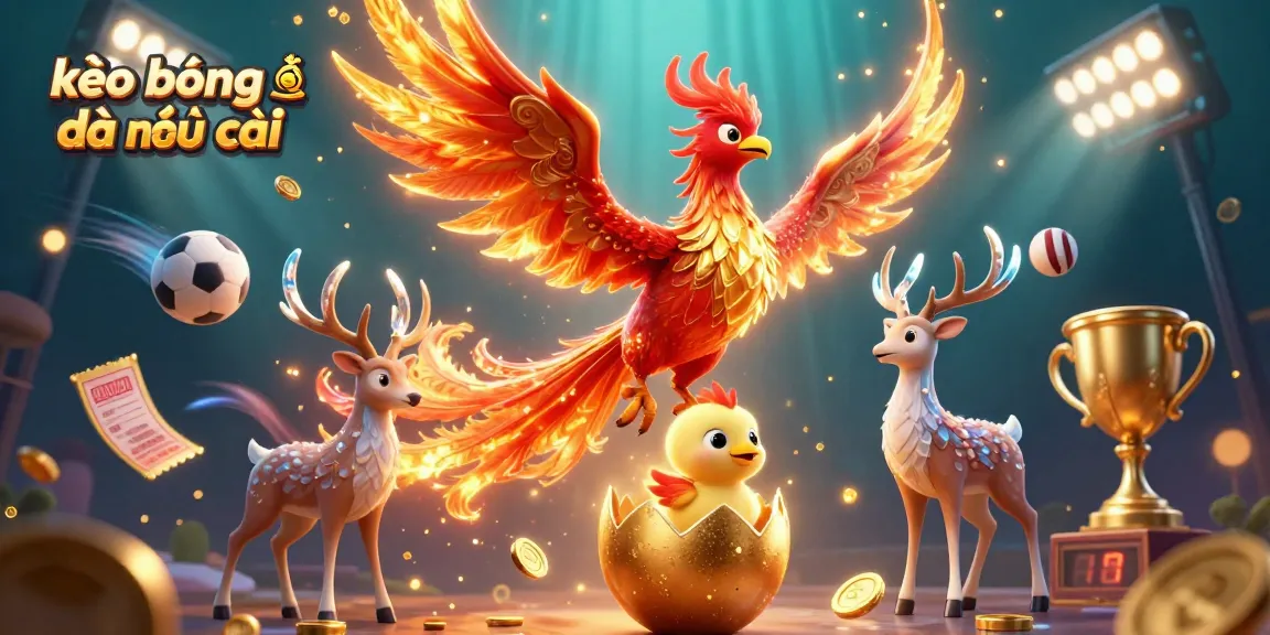 Engage with kèo bóng đá nhà cái, witnessing a vibrant scene filled with sports betting elements and dynamic characters.