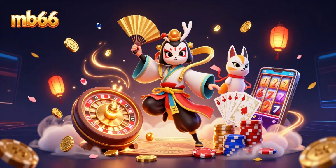 Experience thrilling wins with mb66 in a vibrant 3D casino scene filled with dynamic gaming elements.