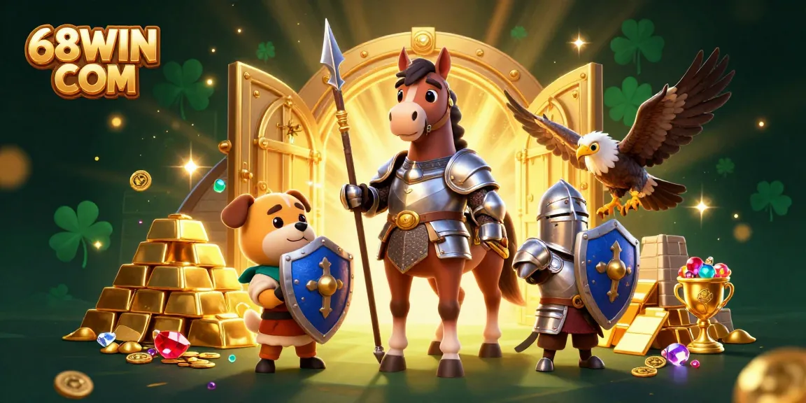 Experience thrilling adventures with 68WIN COM and treasure in this immersive 3D casino scene.