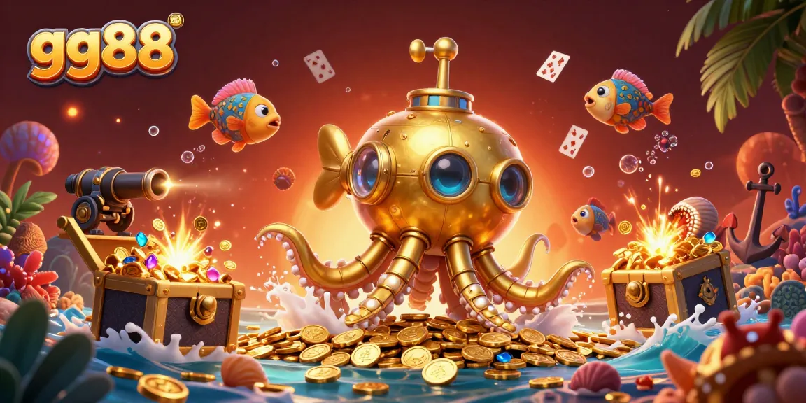 Experience thrilling adventures in the vibrant world of gg88 with a golden kraken submarine and treasures galore.