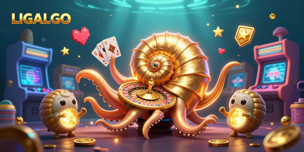 LIGALGO immerses players in a vibrant underwater casino realm with a giant nautilus and glowing game machines.