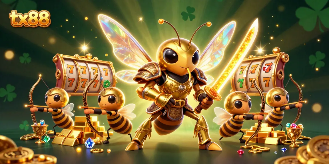 Join the action at tx88 with a lively casino scene full of gold treasures and playful characters.