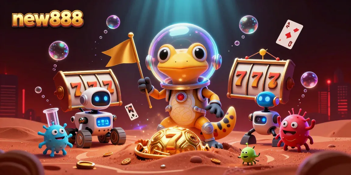 Win big at new888 with dynamic gaming experiences in this vibrant casino illustration.