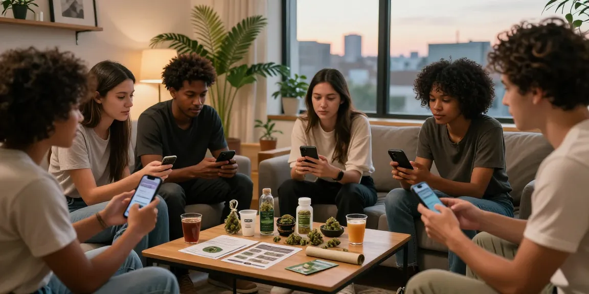 Engaging discussion about cannabis in an urban setting, showcasing community on a weed telegram.