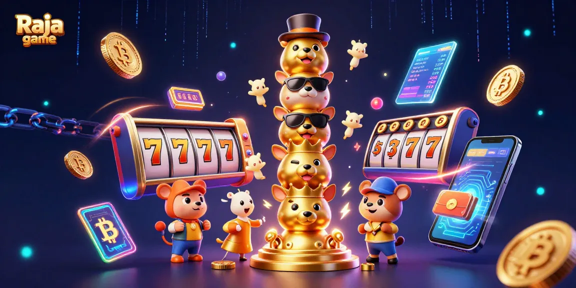 Experience the thrill of Raja game with vivid colors and dynamic slot machine elements.