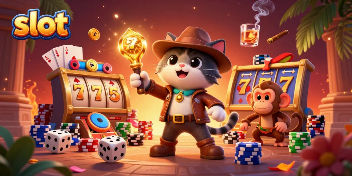 Spin the slot reels as a cat archaeologist discovers golden casino treasures.