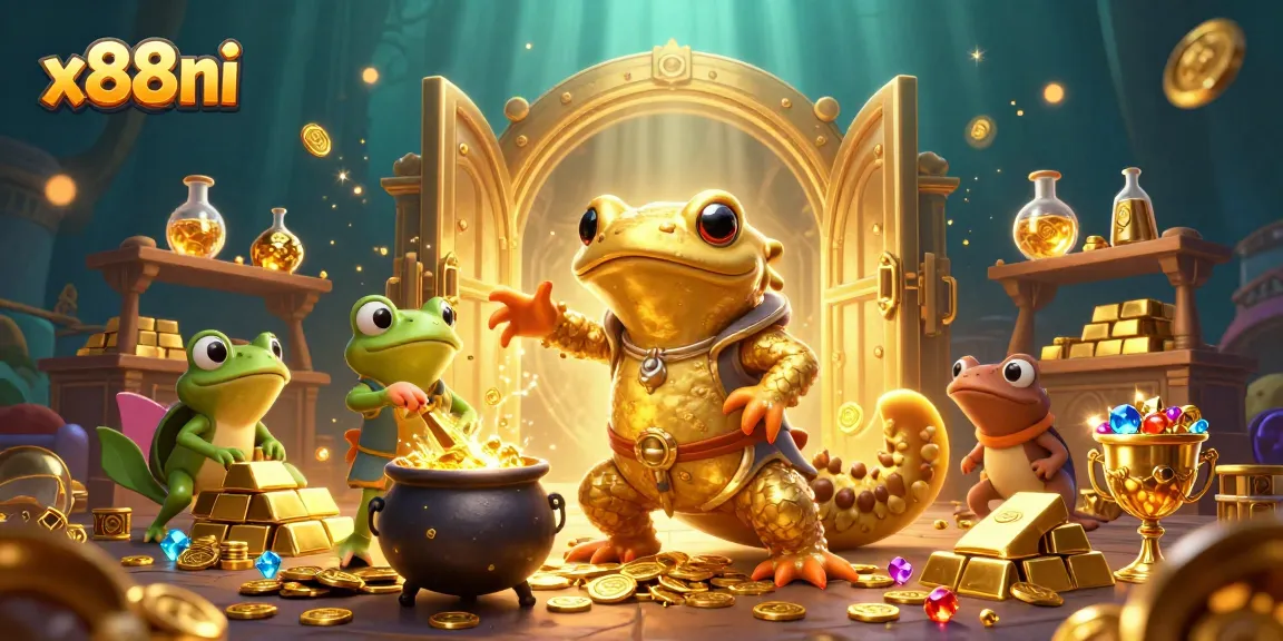 x88ni showcases a vibrant casino scene with characters casting spells of fortune in a colorful gold-filled laboratory