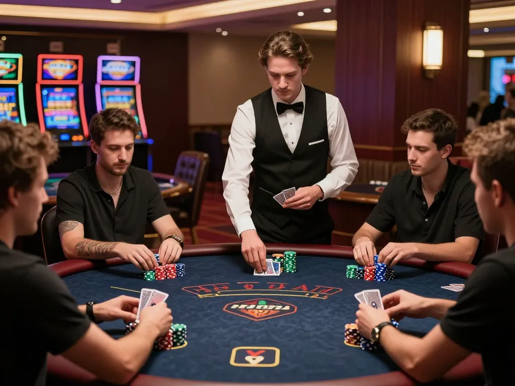 Players engaged in a poker game, showcasing strategies at 789betcom casino.